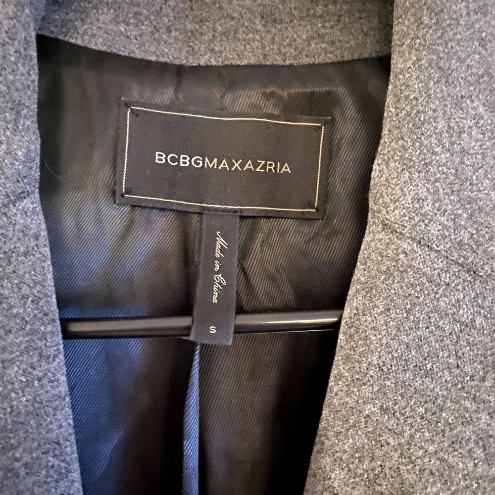 BCBGMaxazria Jaxson Pom-Pom Trench Coat S Grey and Multi Colored - Picture 3 of 5